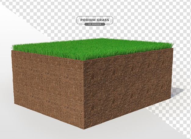 Podium met gras in 3d-realistische render