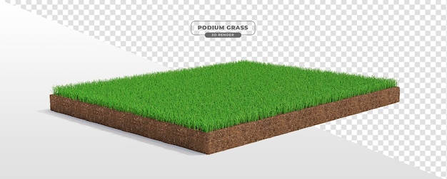 Podium met gras in 3d-realistische render