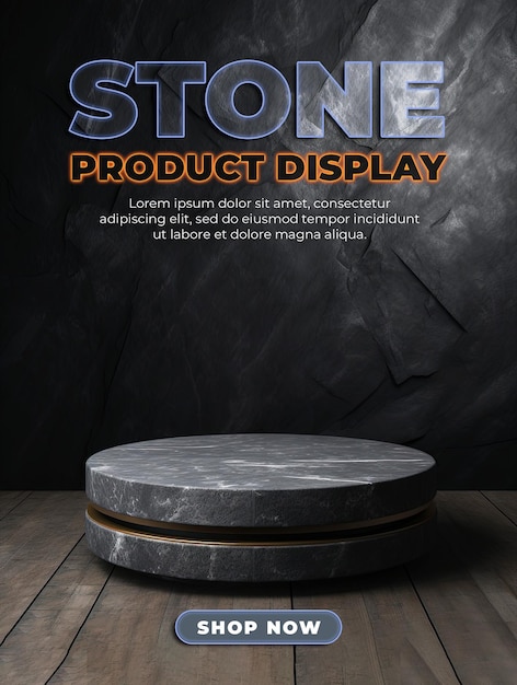 PSD Дисплей продукта с темным каменным подиумом для демонстрации продукта пустой подиумом