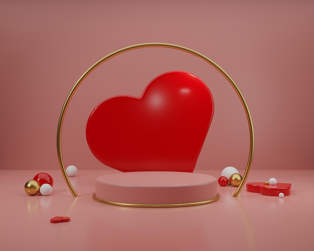 podium for product placement on valentines day with decorations