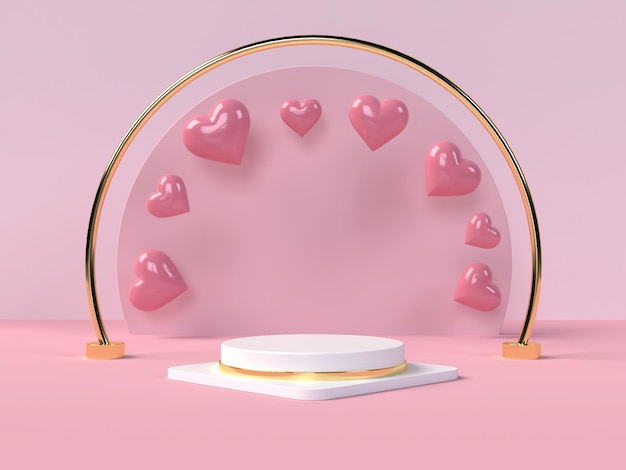 Podium product presentation for Valentine's Day in 3d rendering