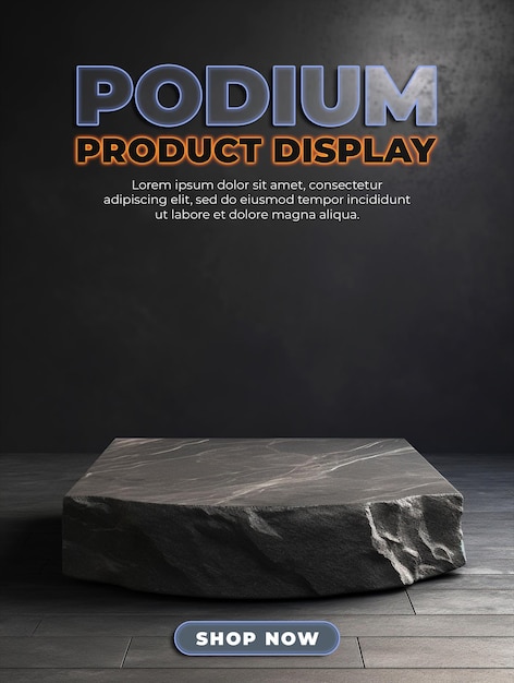 PSD podium productdisplay met donkerstenen podium voor het display product leeg podium