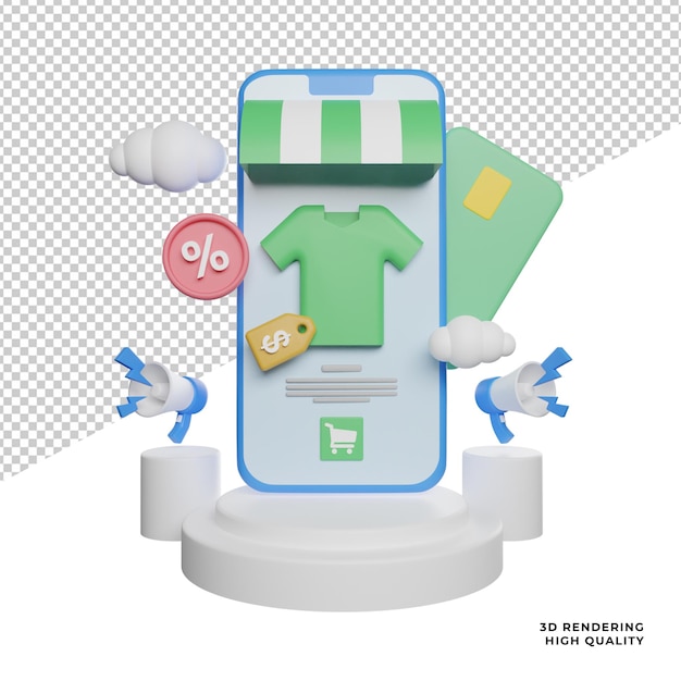 Podium sale on promotion front view 3d rendering illustration icon with trasnparent background