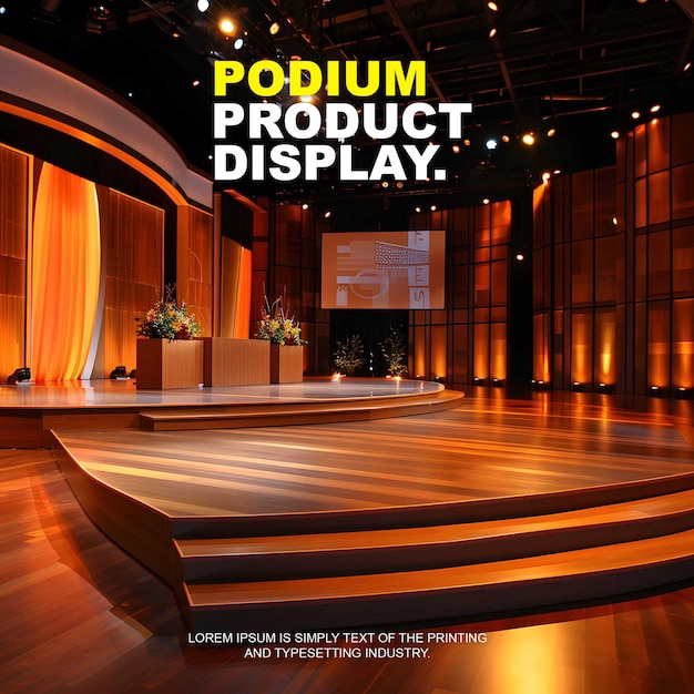 PSD podium scene stage display mockup for product presentation podium for product display showcase