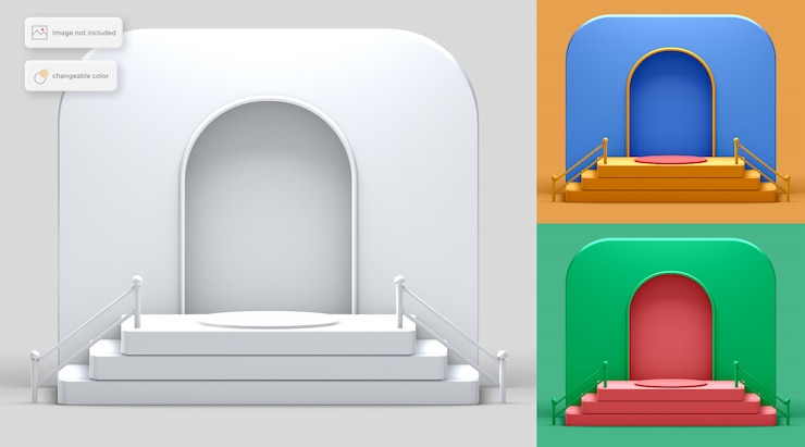 PSD podium on stairs
