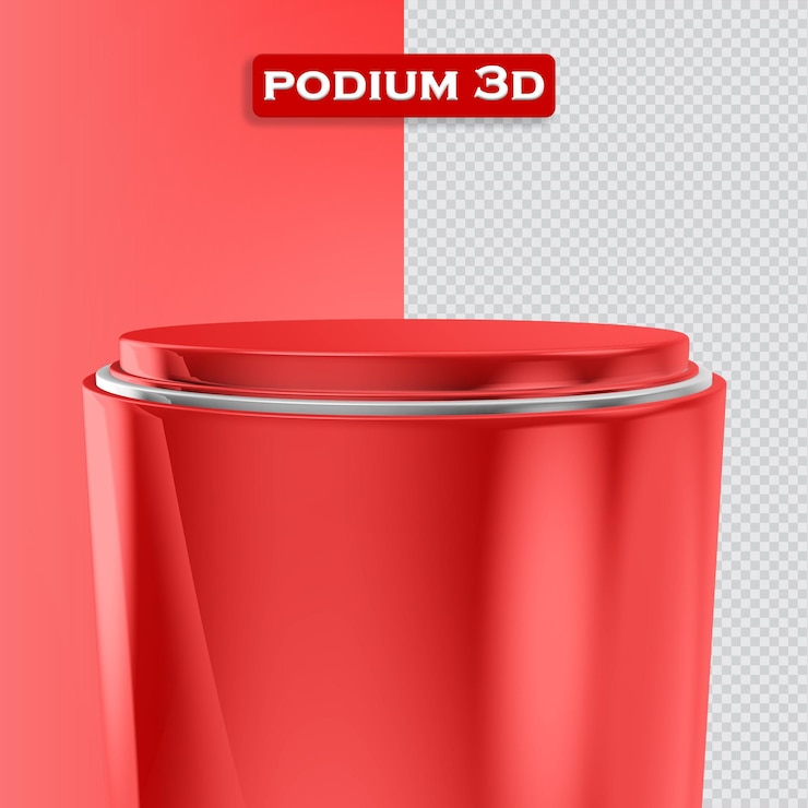 PSD podium transparent 3d rendering