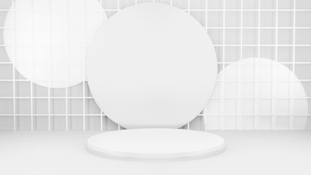 Podium w abstrakcyjnej białej kompozycji do prezentacji produktu 3d render 3d ilustracja