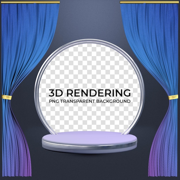 PSD podio con colori sfumati della tenda per il rendering 3d della visualizzazione del prodotto
