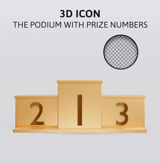 PSD podium with prize numbers 3d rendering illustration