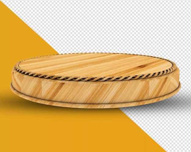 PSD podium wood rounded in 3d render realistic