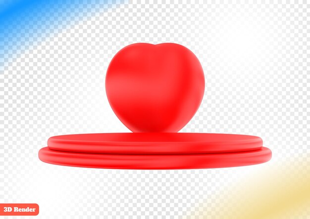 Podio con il rendering 3d del cuore