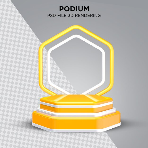 Podium yellow with white realistic 3d render for graphic on transparent background Premium