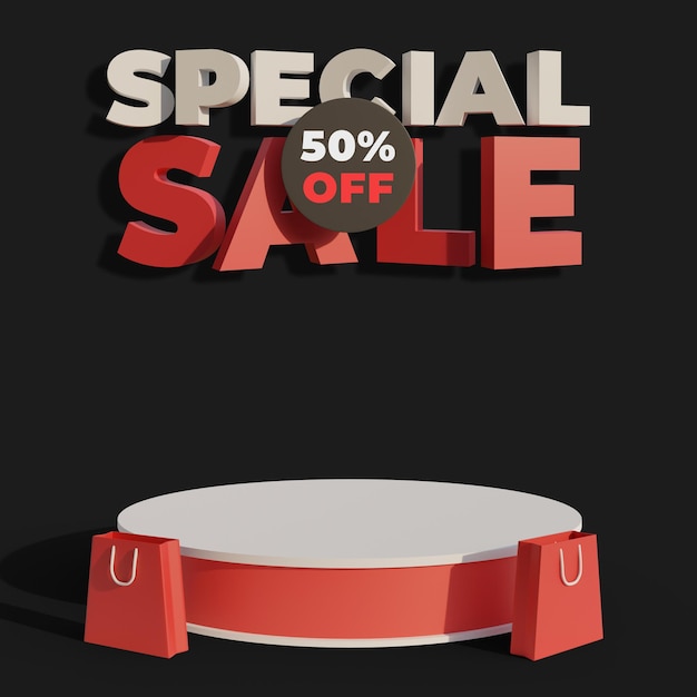 Podium for your product with 3d special sale text