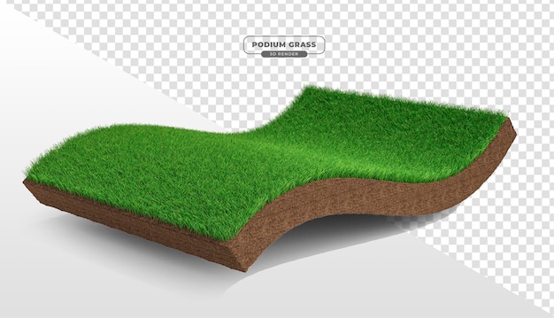 PSD podium z trawą w realistycznym renderowaniu 3d