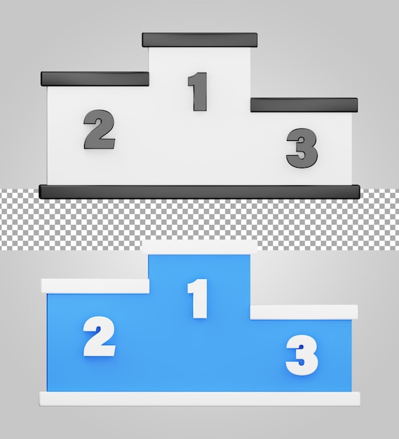 PSD podium zwycięzców na przezroczystym tle 3d render