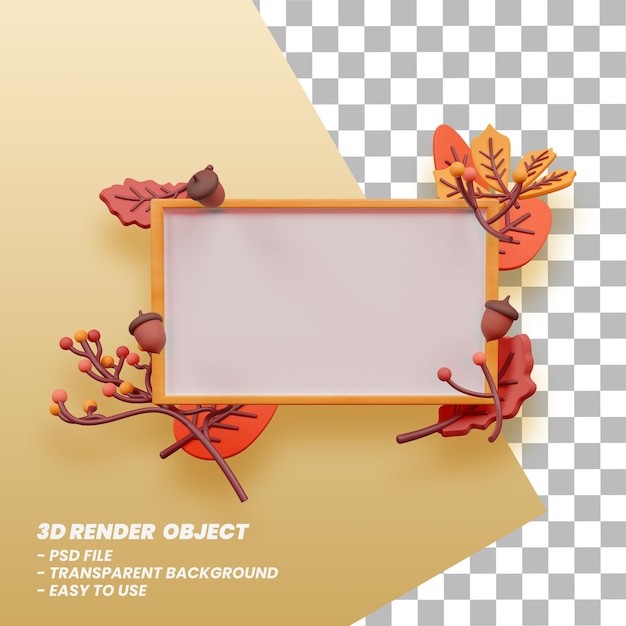 PSD podiumdisplay met herfstthema en 3d illustratie premium psd