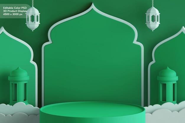 Podiumproductweergave 3d render ramadan eid mubarak-thema