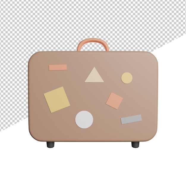 PSD podróżny sprzęt bagażowy widok z przodu ikony 3d renderujące ilustrację na przezroczystym tle