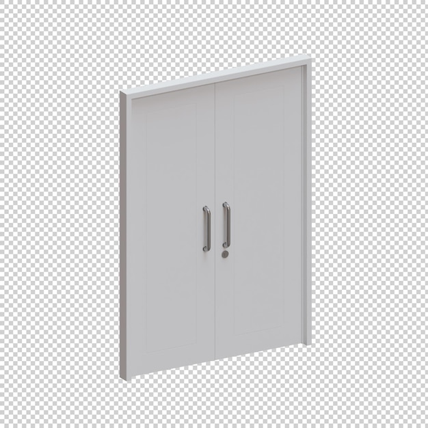Podwójne drzwi drewniane 3D Render Ilustracja Element 01