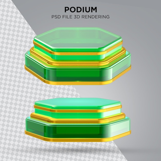 podwójne zielone lustro podium realistyczne renderowanie 3d dla grafiki na przezroczystym tle Premium