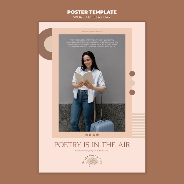 PSD poetry day print template with photo