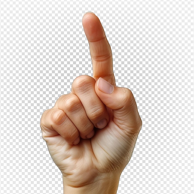 Gesto del dito puntante isolato su uno sfondo trasparente postura della mano puntante generativa ai