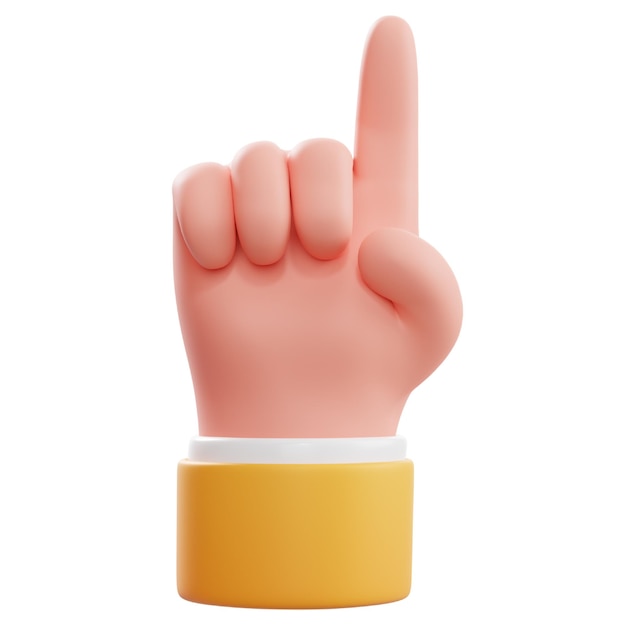 PSD pointing finger up 3d icon for hand gesture