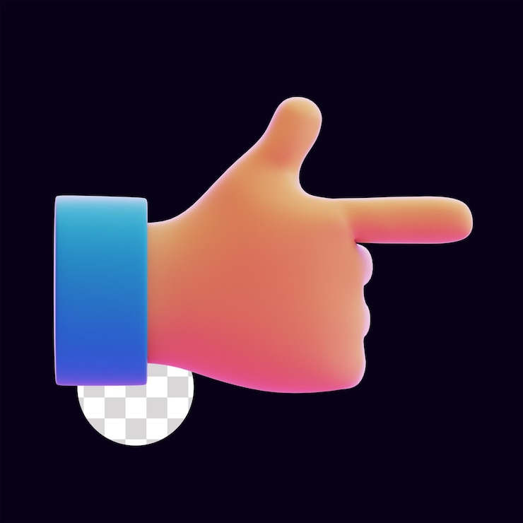 PSD pointing rightwards hand gesture 3d illustration