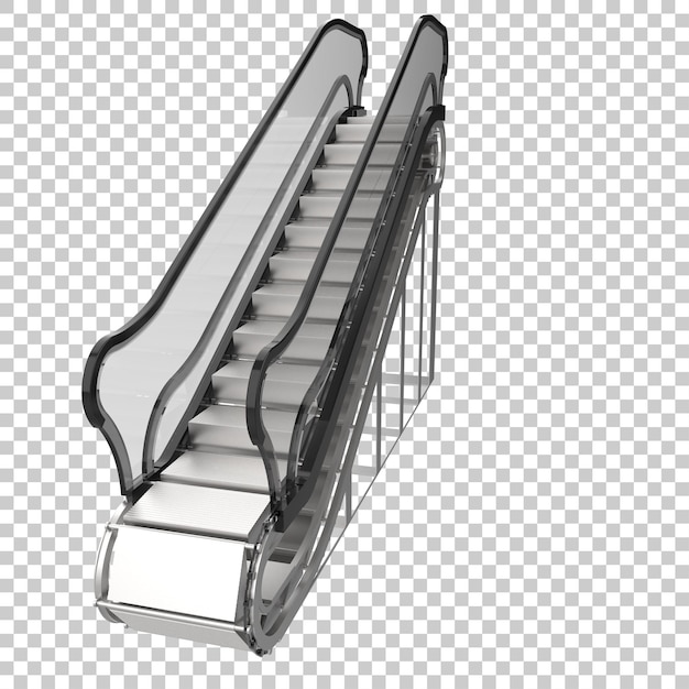 Pojedyncze schody ruchome na przezroczystym tle ilustracja renderowania 3d
