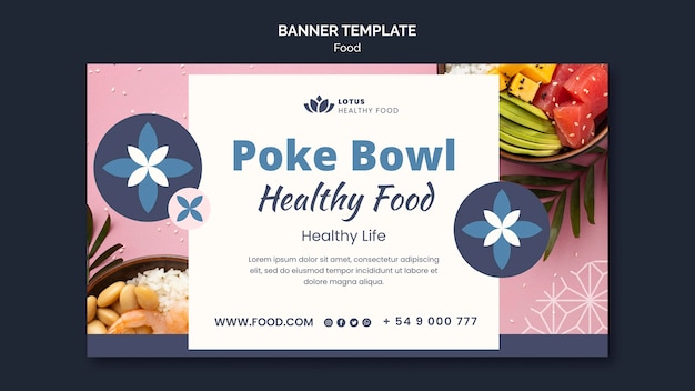 PSD poke bowl meal banner design template