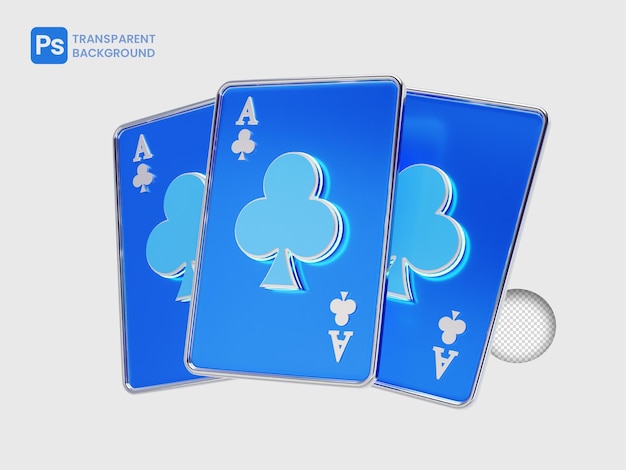 Poker cards 3d icon with transparent background