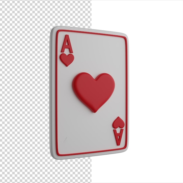 PSD iconica di rendering 3d della carta da gioco heart