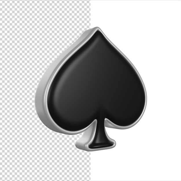 PSD Икона 3d-рендера покерной карты pike или spade