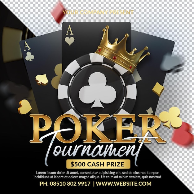 PSD poker tournament 3d render image composition