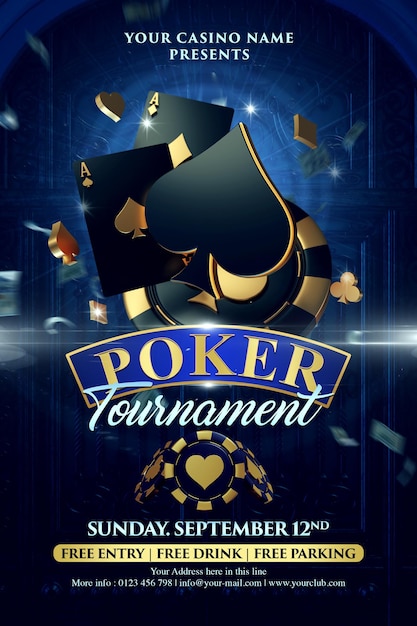 PSD poker tournament social media post invitation template