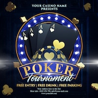 Poker tournament with 3d render element flyer template