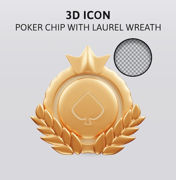 pokerfiche met lauwerkrans 3D-rendering illustratie