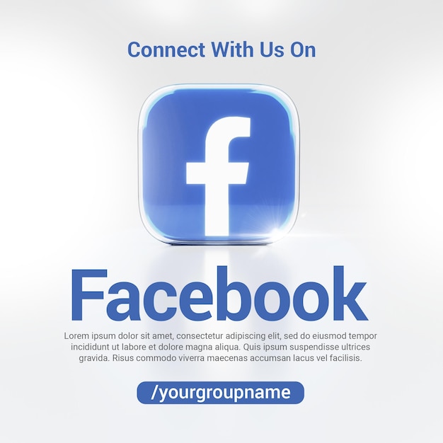 PSD połącz nas na facebooku ikona renderowania 3d w celu promocji doładowania