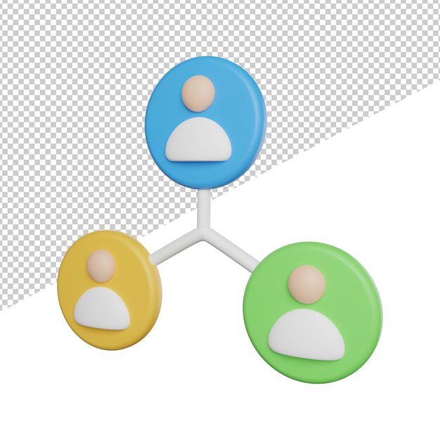 PSD połączenie pracy zespołowej widok z boku renderowania 3d ikona ilustracja na przezroczystym tle