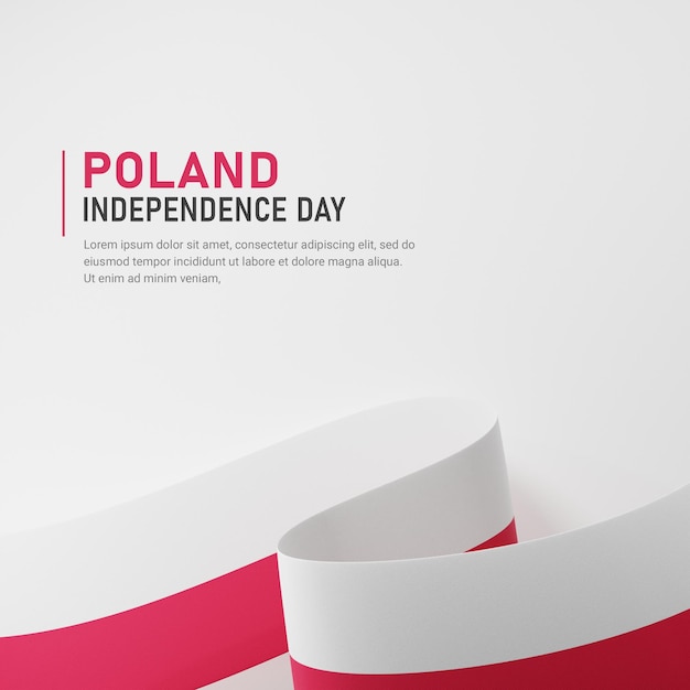 Poland independence day waving ribbon flag square banner template