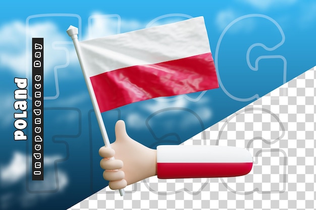 PSD Польша размахивает флагом на держащейся руке или флагом польши на держащейся руке