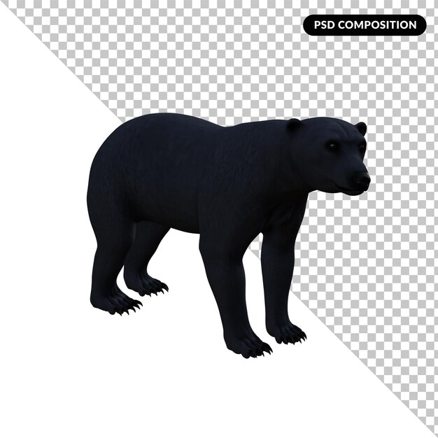 Polar bear animal isolated 3d rendering