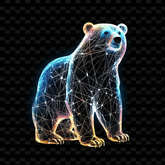 PSD polar bear frozen tundra crisscross neon lines sneeuwvlokken fu shape y2k neon light art collecties