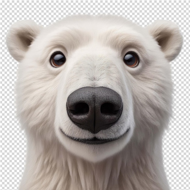PSD a polar bear with a black nose and a white nose