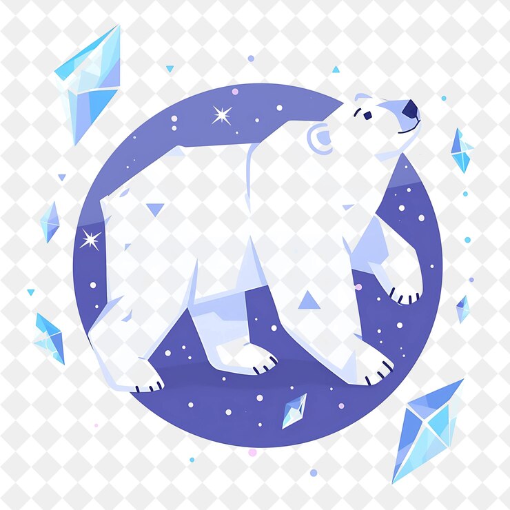 PSD 胸に北極熊が描かれている白熊はダイヤモンドとダイヤの円に描かれています