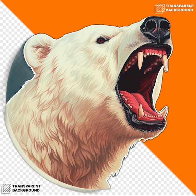 PSD polar bears head digital sticker isolated on transparent background