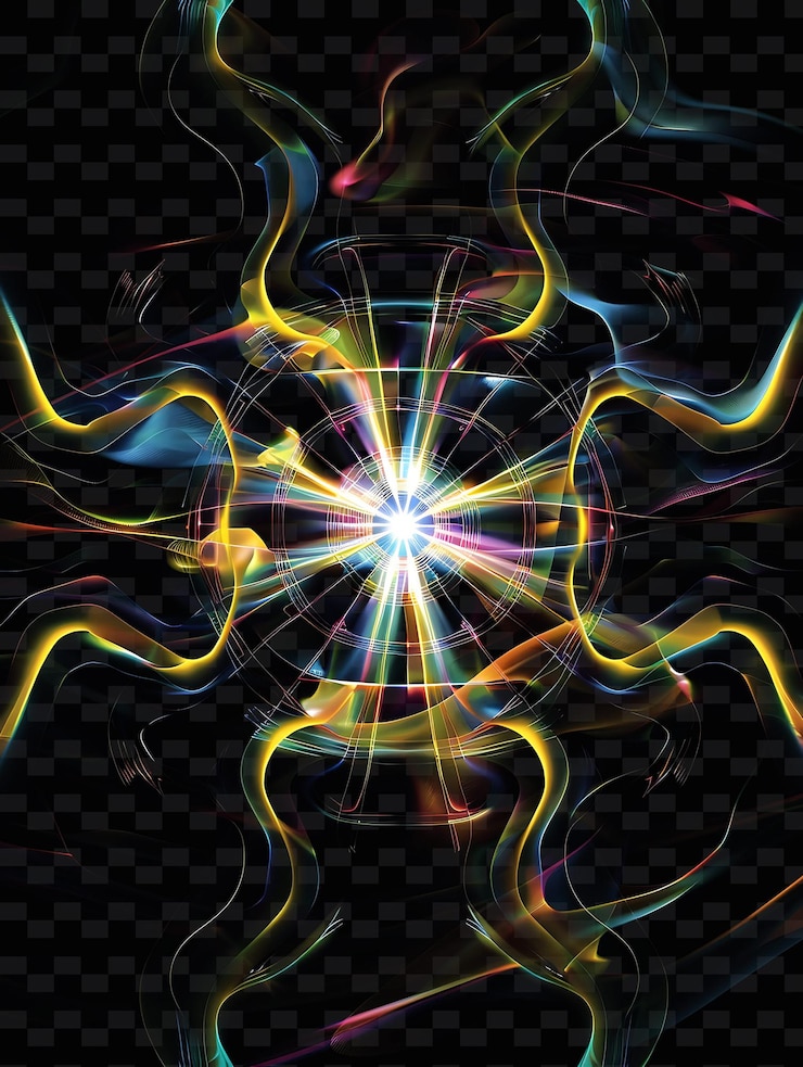 PSD polarized light with aligned waves filtered radiant evoking png neon light effect design