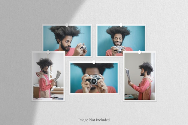 Polaroid photo frame mockup with shadow overlay