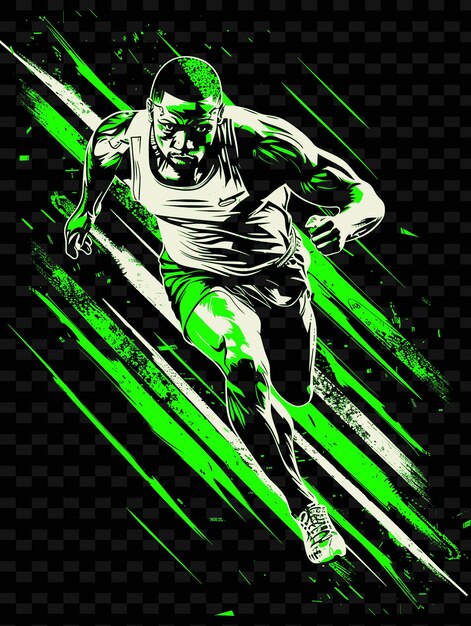Pole vault athlete running for vault with focused pose with illustration flat 2d sport background