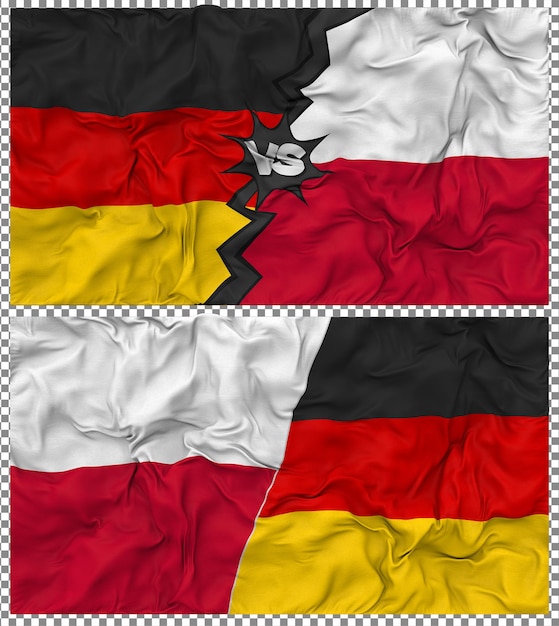 Polen tegen Duitsland Half Combined Flag Cloth Bump Texture 3D Rendering